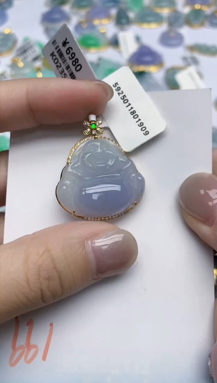 【闪购商品】翡翠颈饰18K金镶嵌天然翡翠A货