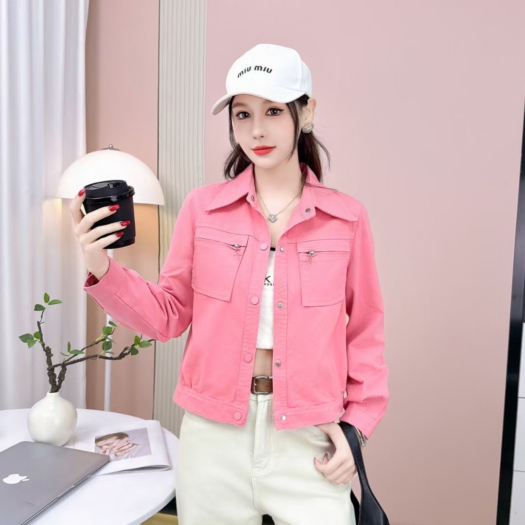 春秋季长袖短款纽扣短外套女士显瘦修身百搭