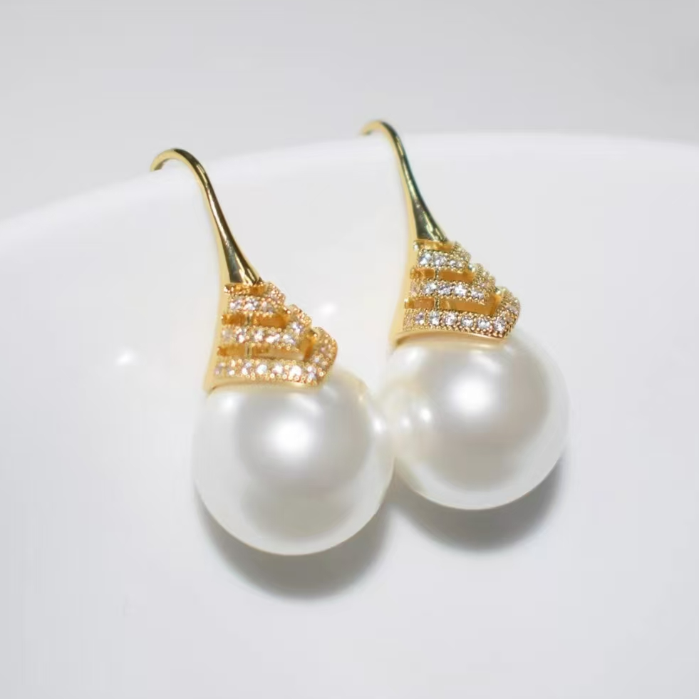 铜合金耳饰 铜合金耳饰 轻奢复古原创设计款白色（14）耳环-B308