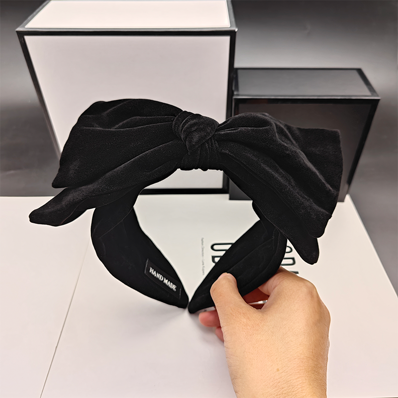 秋冬新款丝绒双层蝴蝶结发箍高颅顶头箍显脸小发卡绒面发饰头饰品