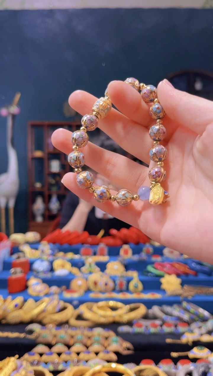 【闪购商品】景泰蓝金地手串金地