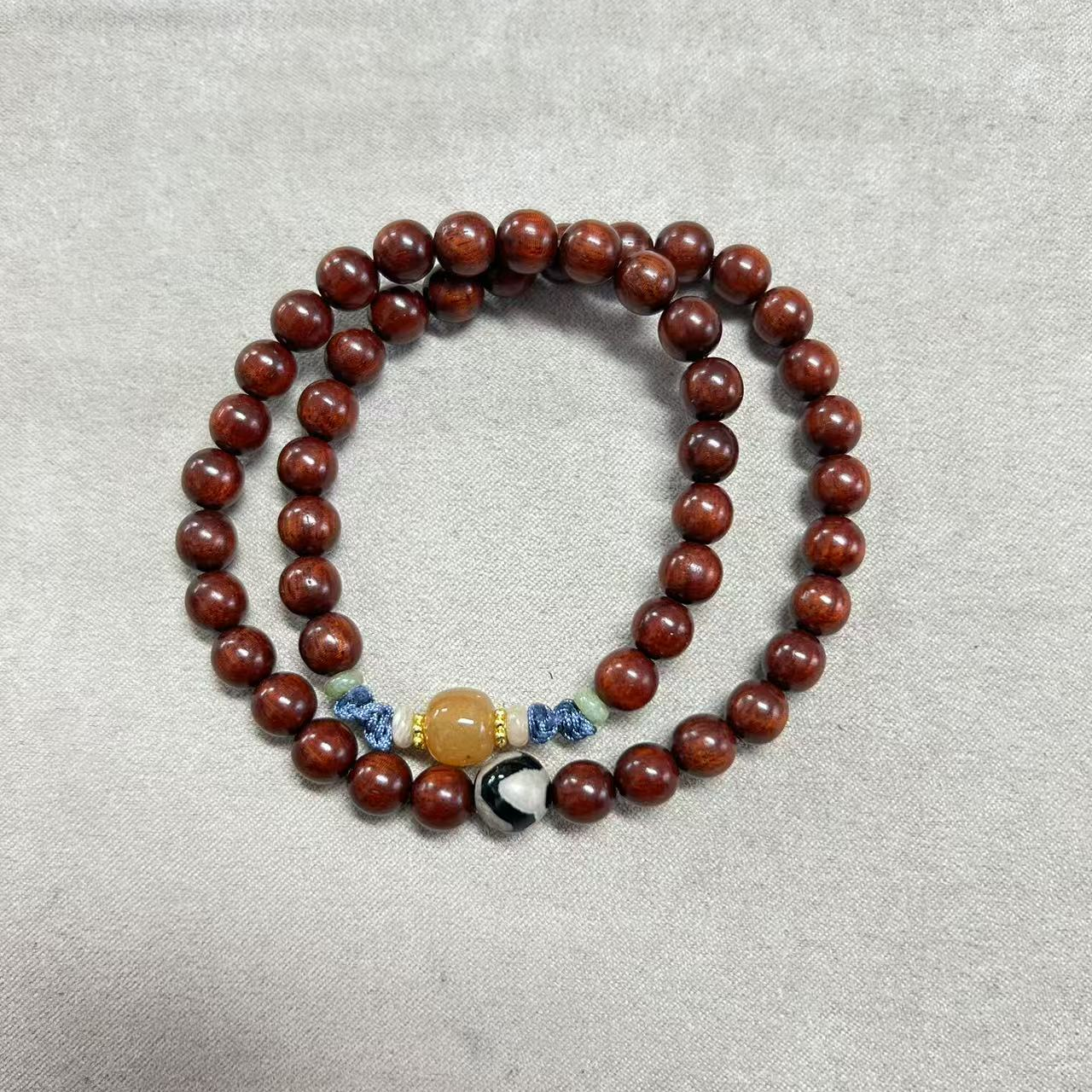 小叶紫檀手工结款双圈手串