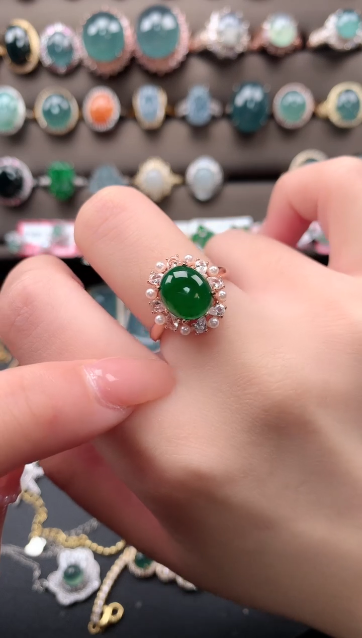 【闪购商品】翡翠戒指银S925镶嵌52141