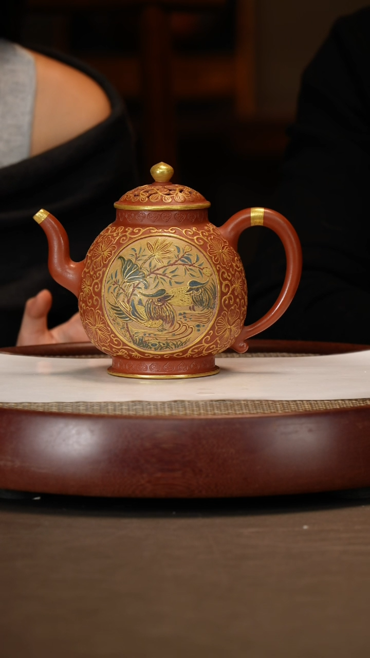 【闪购商品】紫砂茶壶镂空鸳鸯戏水