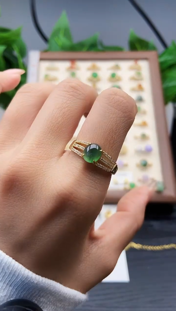 银S925镶嵌戒指翡翠12