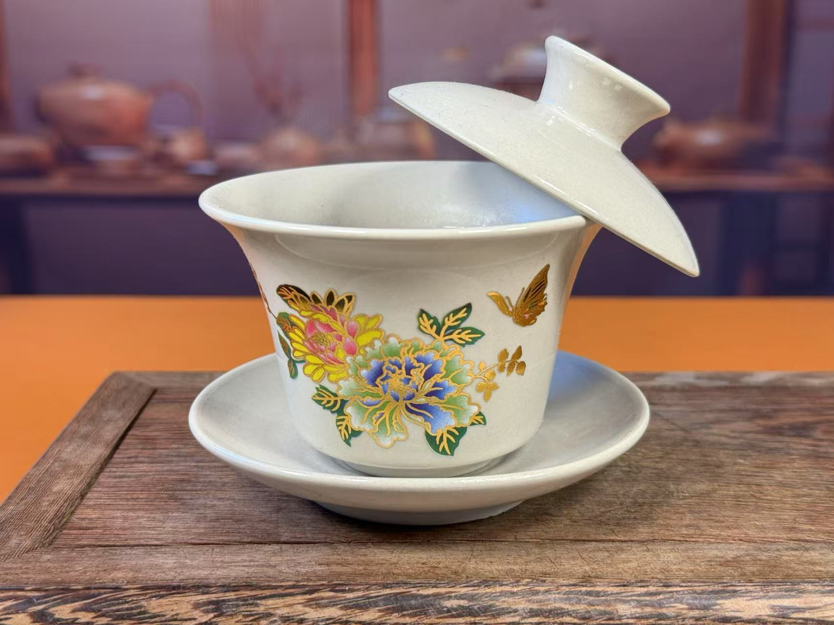 蝶恋花温感变色三才盖碗A057