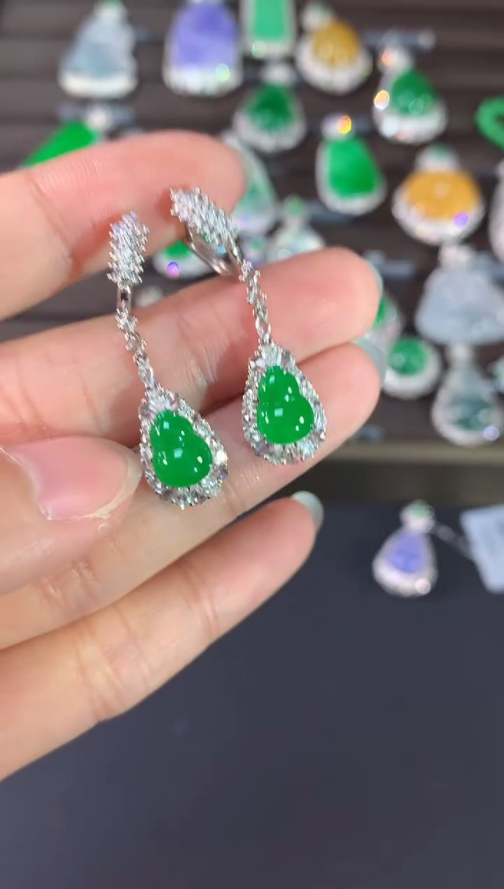 【闪购商品】翡翠耳饰18K金镶嵌A789|24800