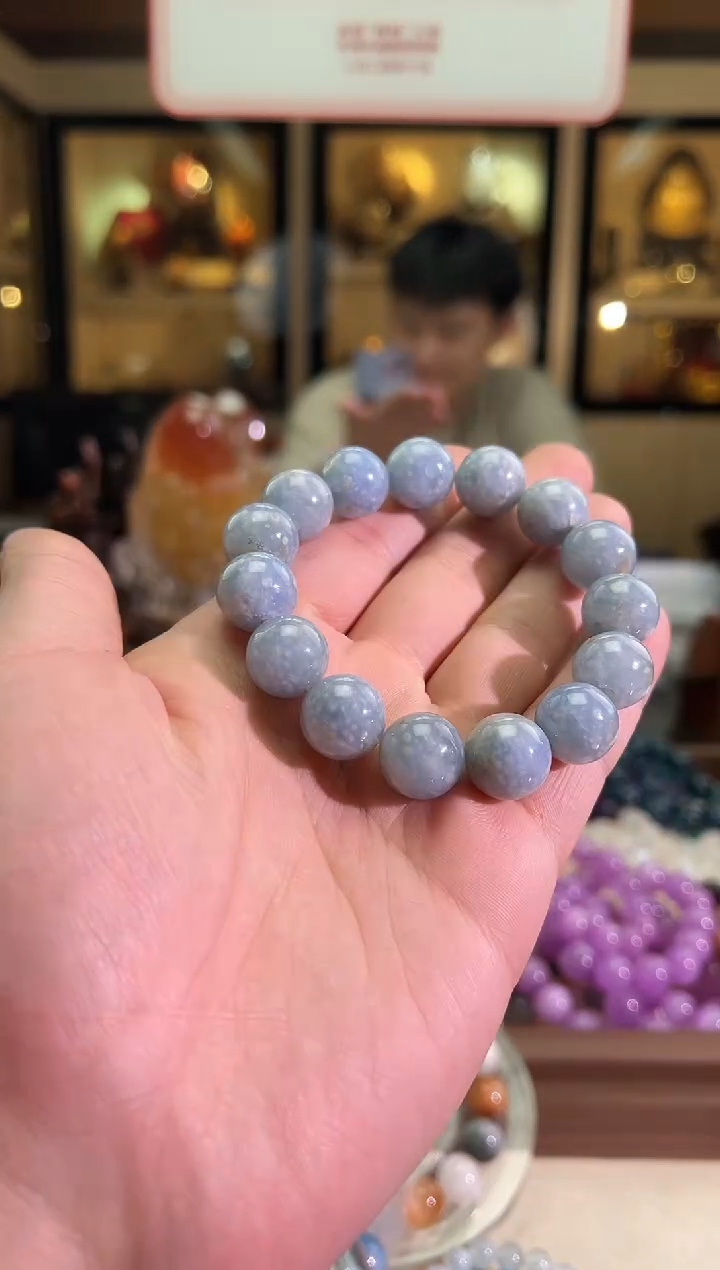未镶嵌手链水晶14mm+蓝兔毛团团（多样性发一）