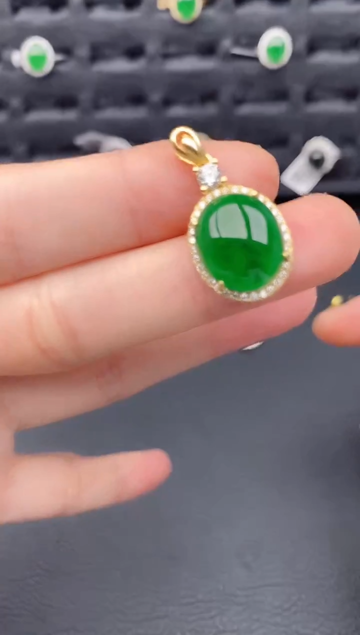 颈饰银S925镶嵌翡翠天然a货翡翠619