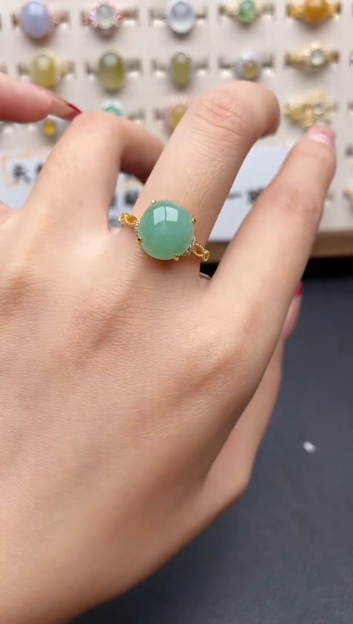 【闪购商品】翡翠戒指银S925镶嵌一物一证一礼盒