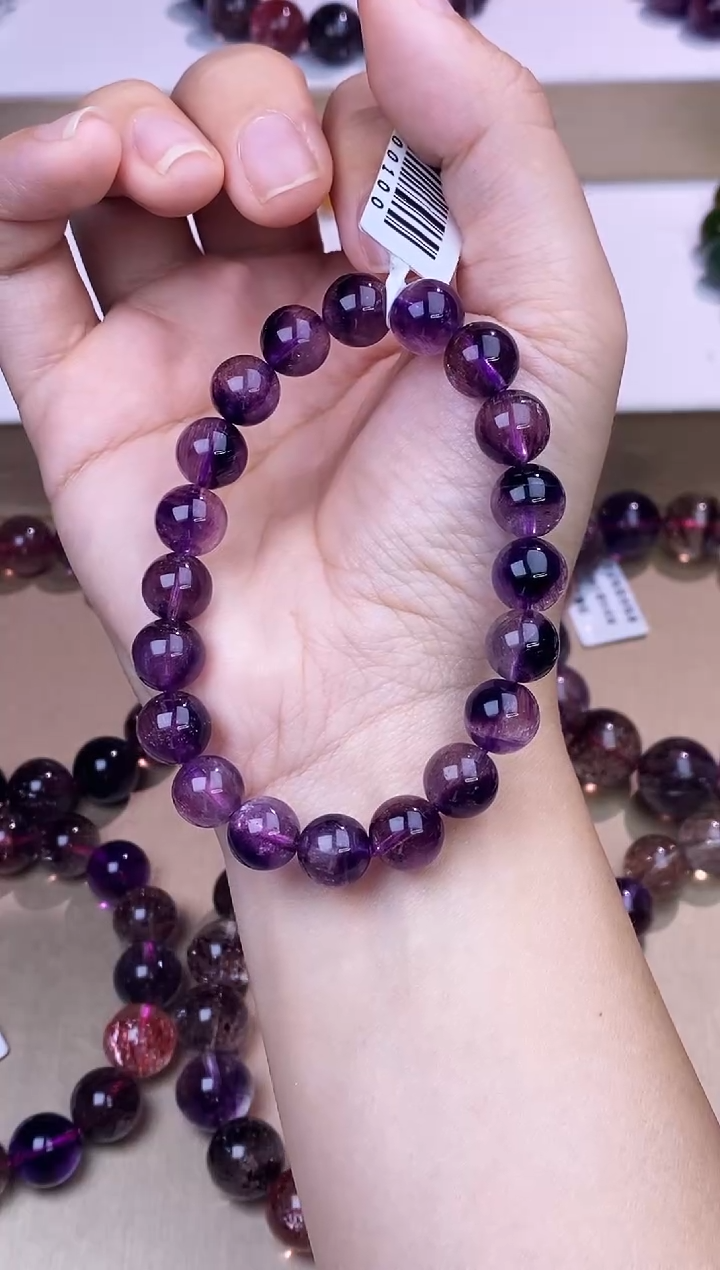 未镶嵌手串水晶粉紫超七9m+