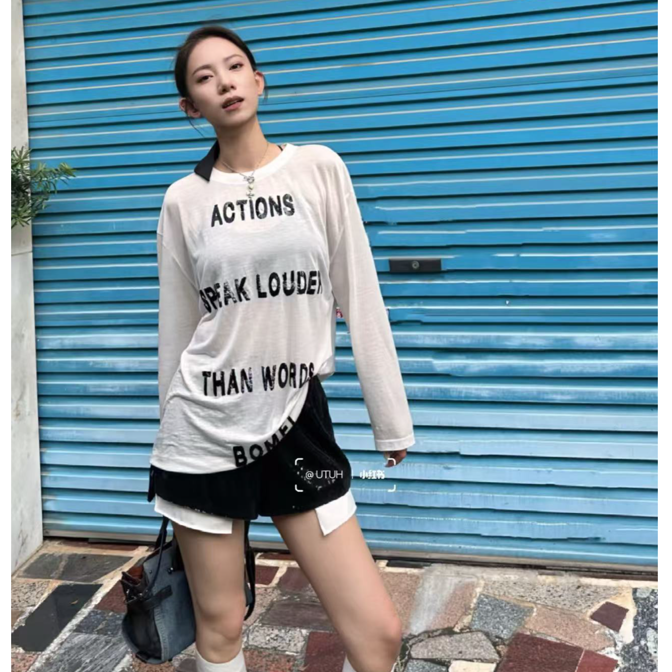 【小欣专属】U.T慵懒宽松字母白T恤N155