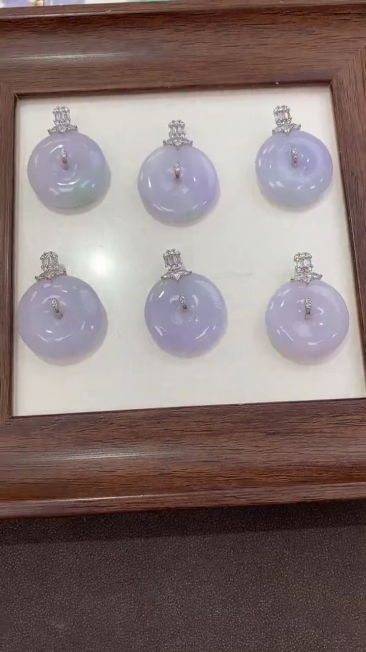 颈饰银S925镶嵌翡翠天然缅甸a货细糯淡紫扣多样性发其一有色差