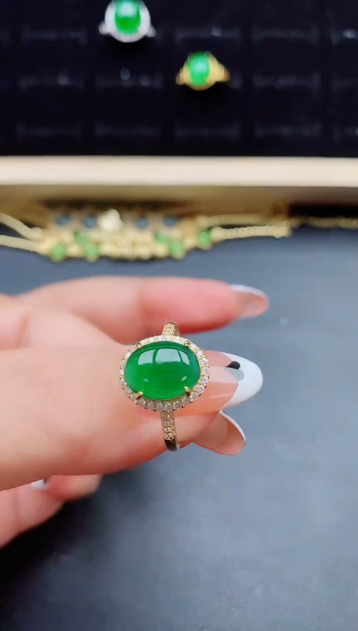 【闪购商品】翡翠银S925镶嵌戒指21321