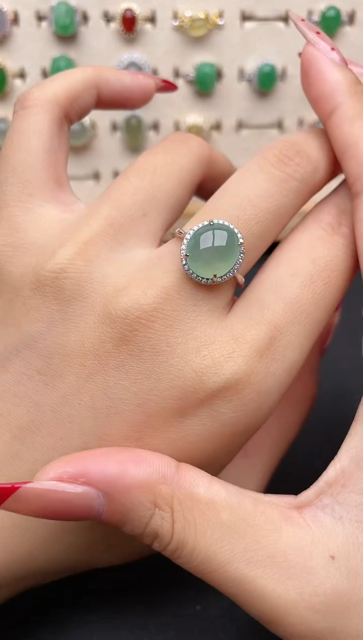 【闪购商品】翡翠戒指银S925镶嵌一物一证一礼盒