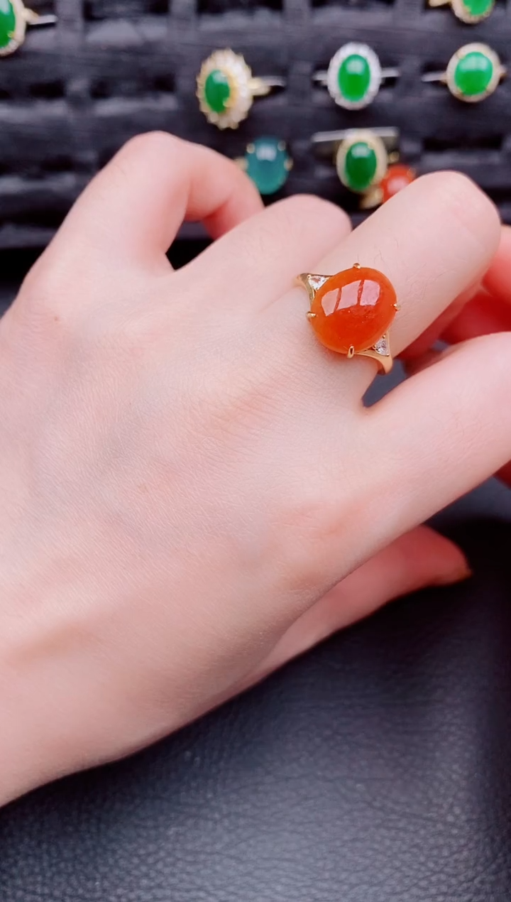 【闪购商品】翡翠戒指银S925镶嵌天然a货翡翠310