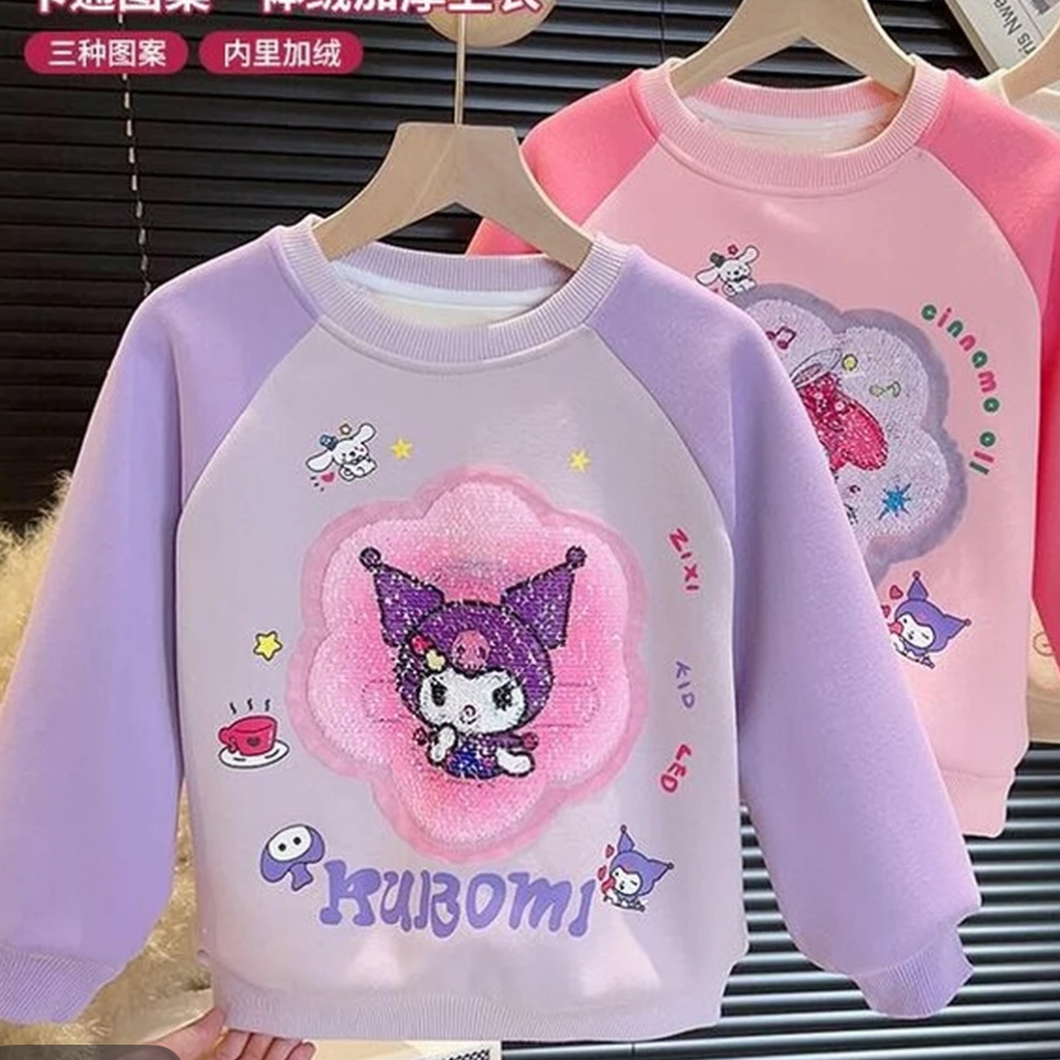 ZX【加绒款】女童加绒卫衣新儿童库洛米加绒卡通亮片卫衣SJ-J-C336