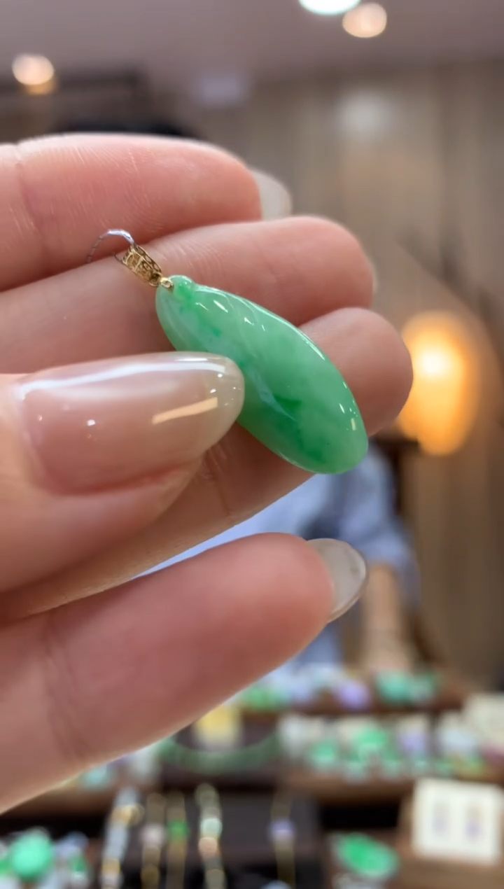 翡翠18K金镶嵌吊坠(不含链)福瓜