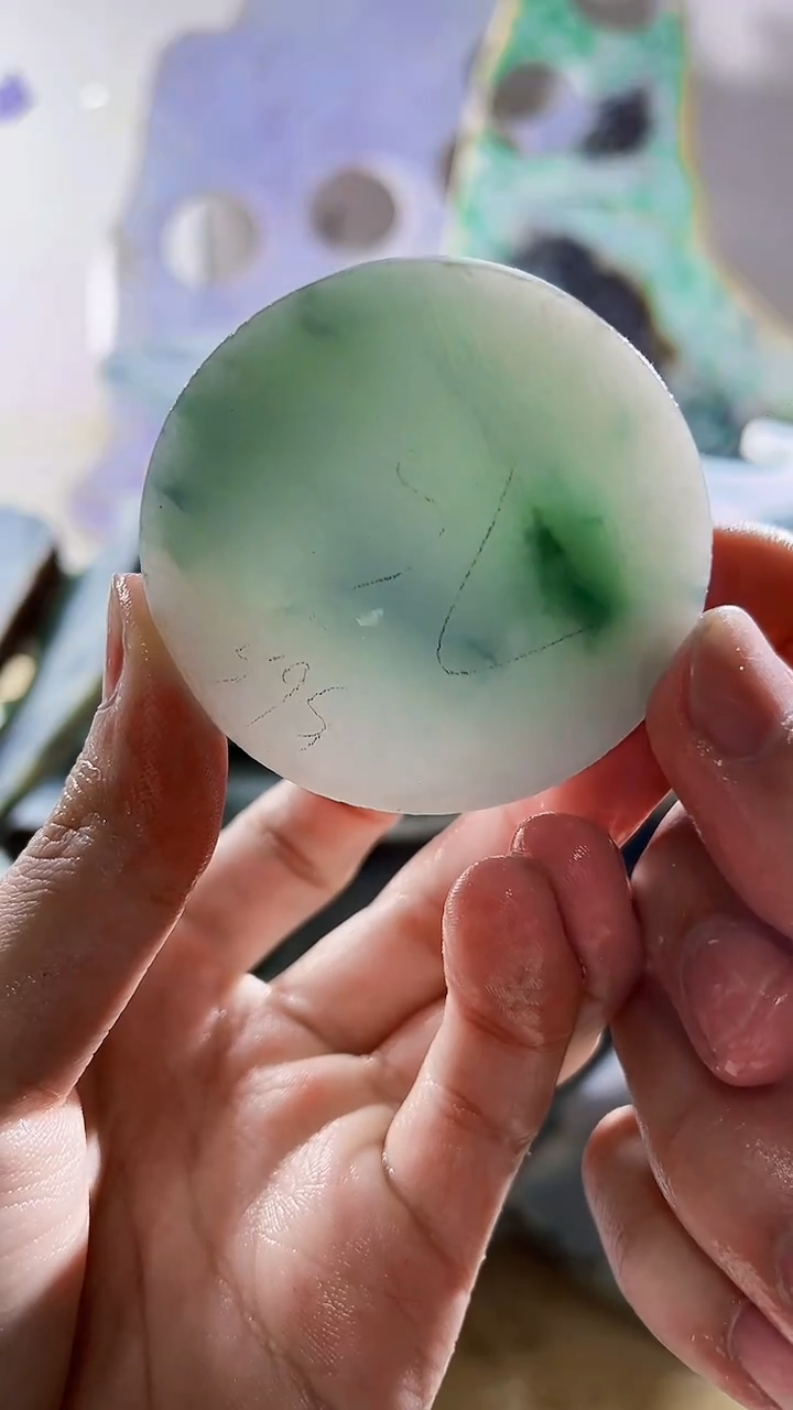 翡翠裸石 缅甸翡翠A货文 多样性发其一 1049