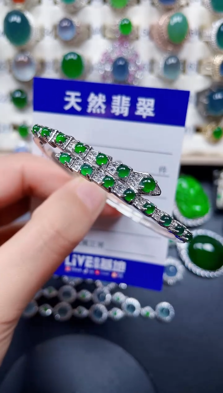 银S925镶嵌手镯翡翠168