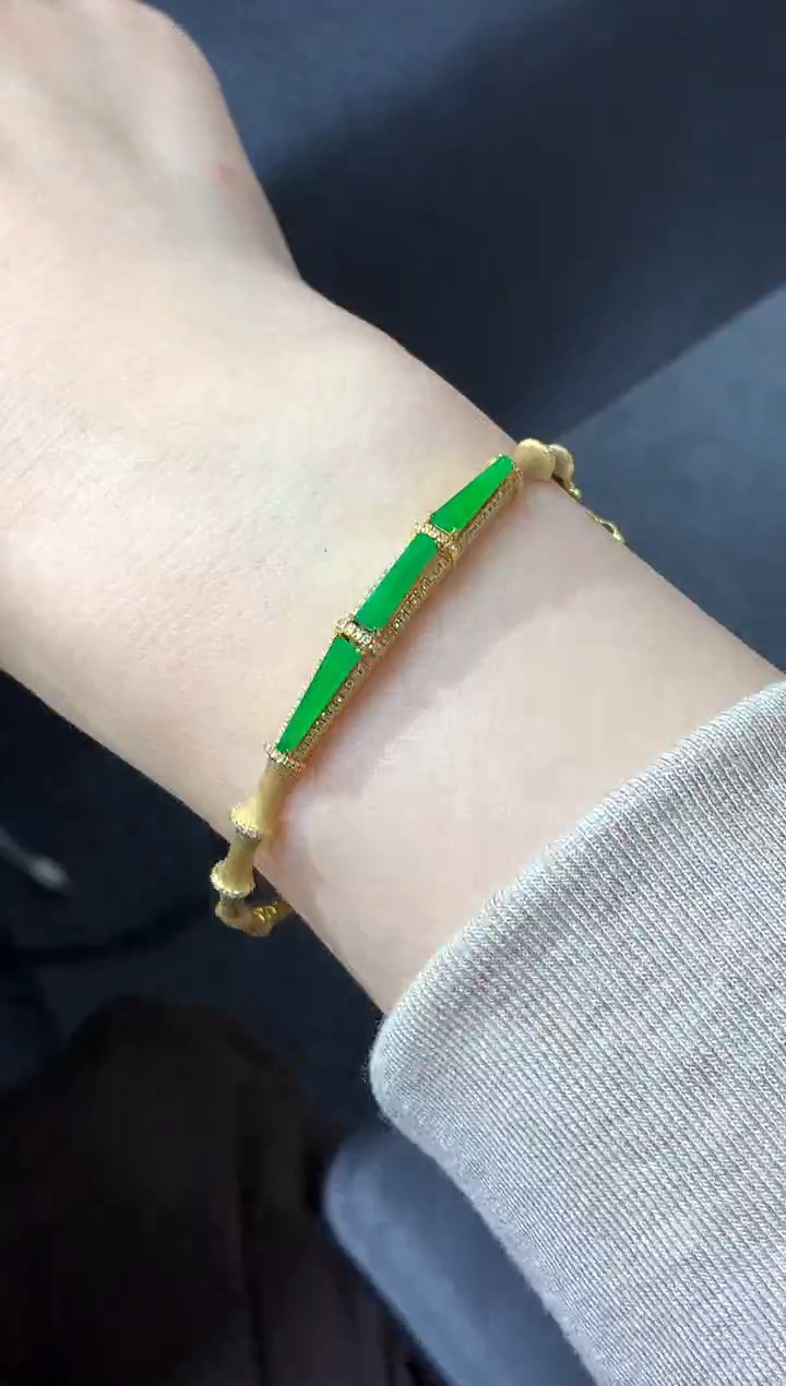 18K金镶嵌手镯翡翠612-中国好珍宝