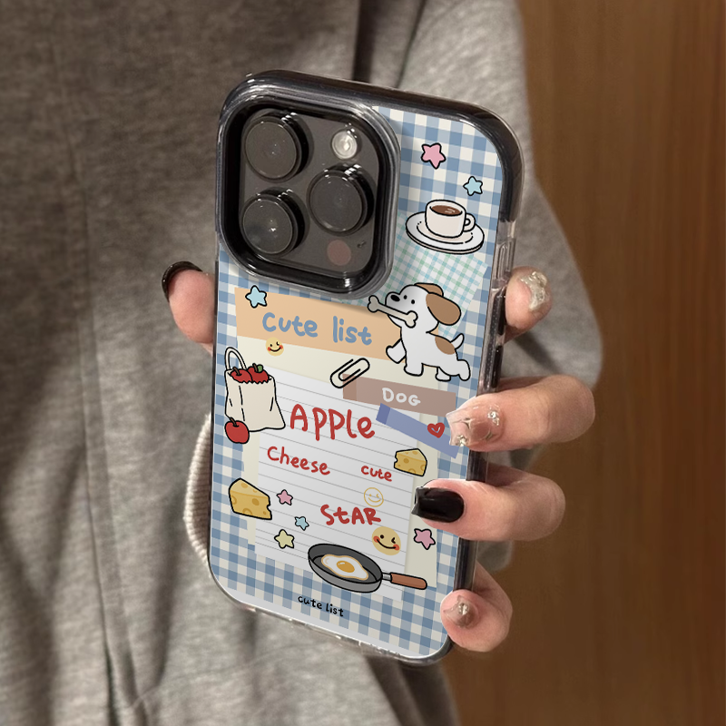 风便签小狗适用苹果手机壳16promax全包边防摔15pro可爱iPhone14