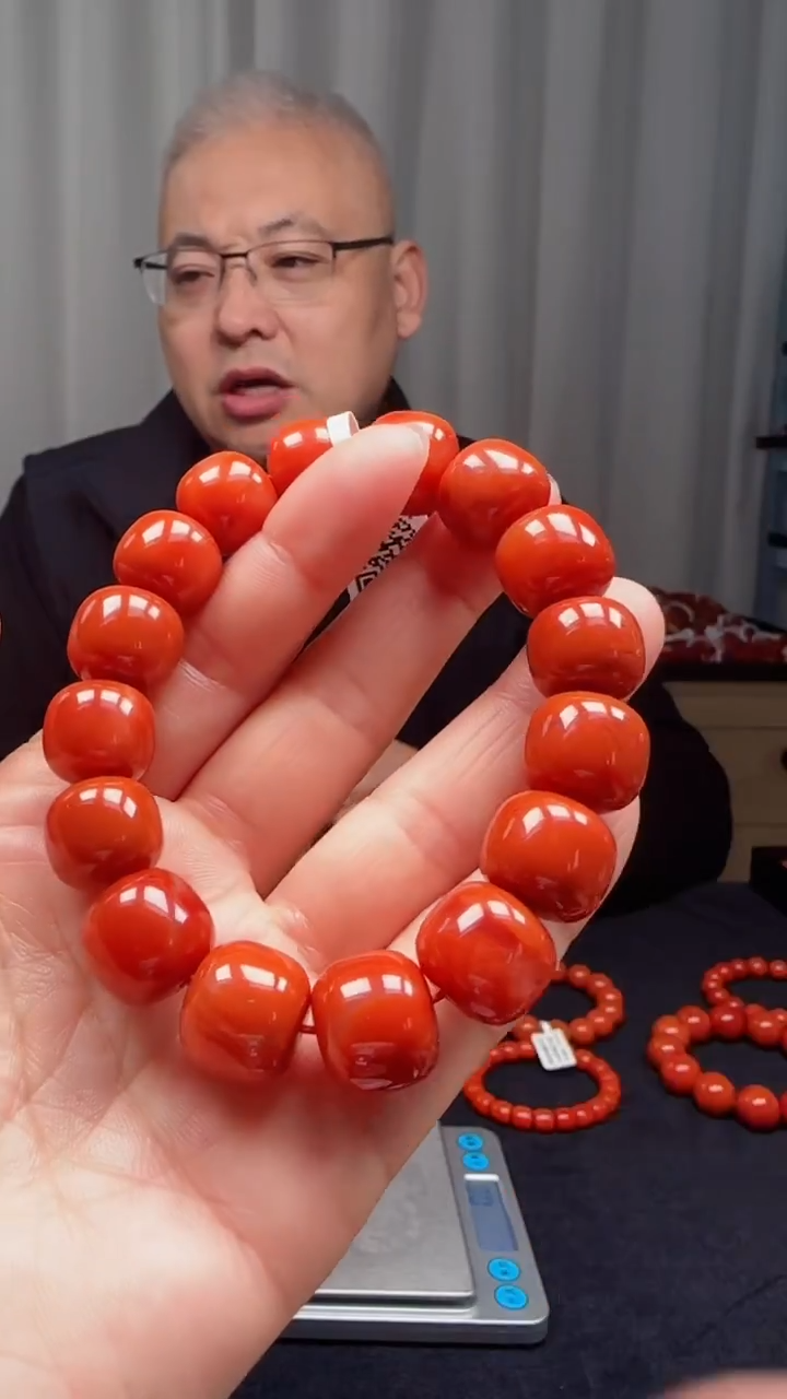 未镶嵌多样性发一件南红玛瑙柿锦红14mm瓦西老型单圈 