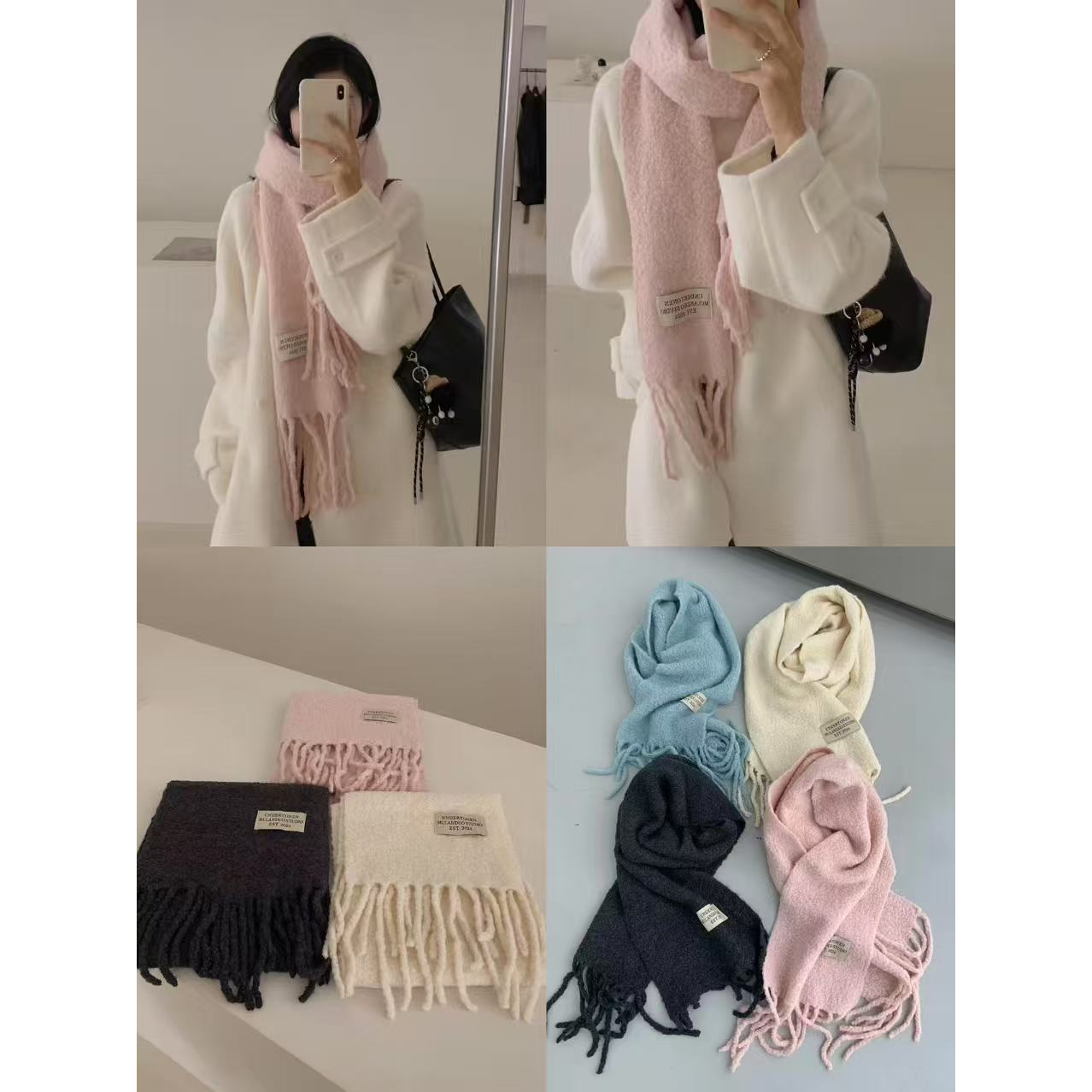 L-1577#『氛围利器』韩系多巴胺色系纯色流苏披肩围巾