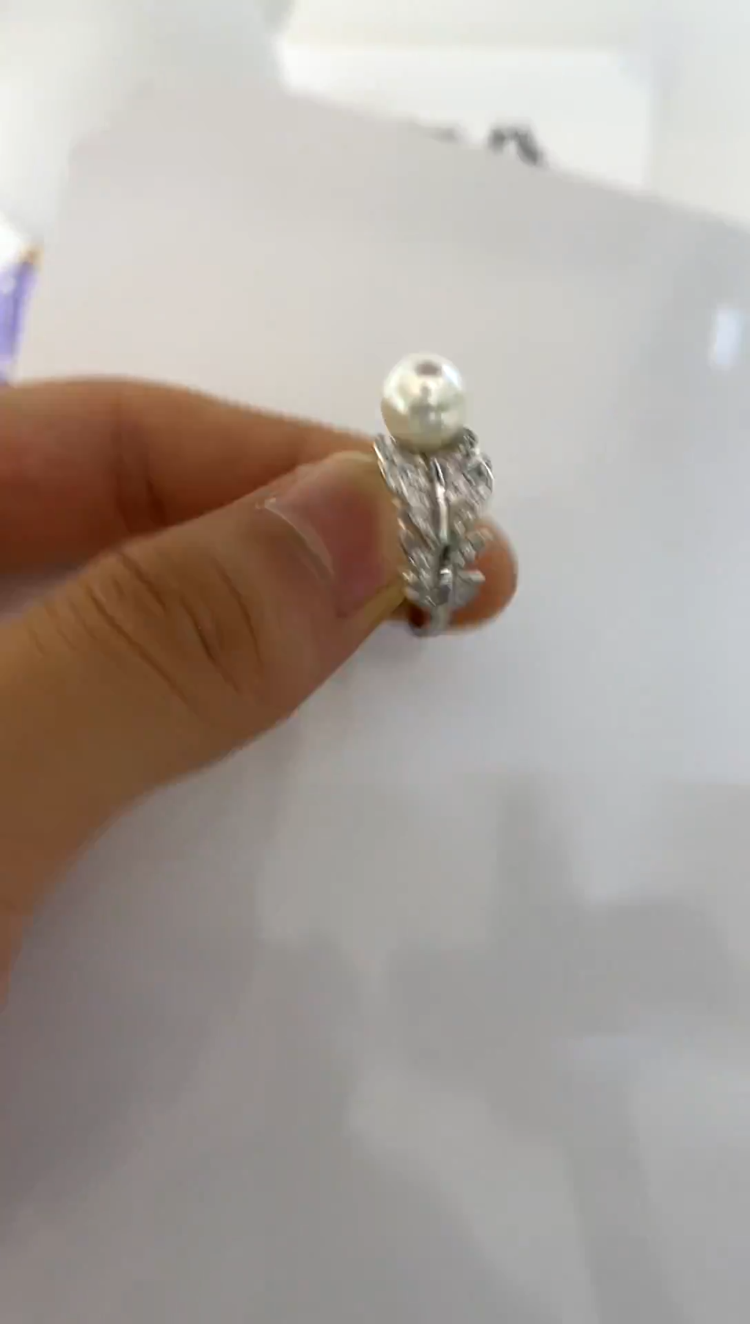 银S925镶嵌戒指海水珍珠7-8