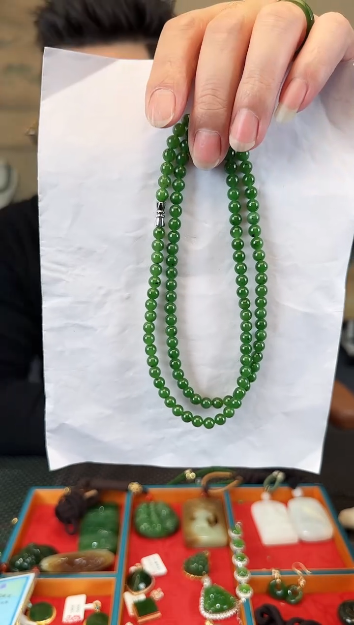 颈饰未镶嵌和田玉卡6毛衣链