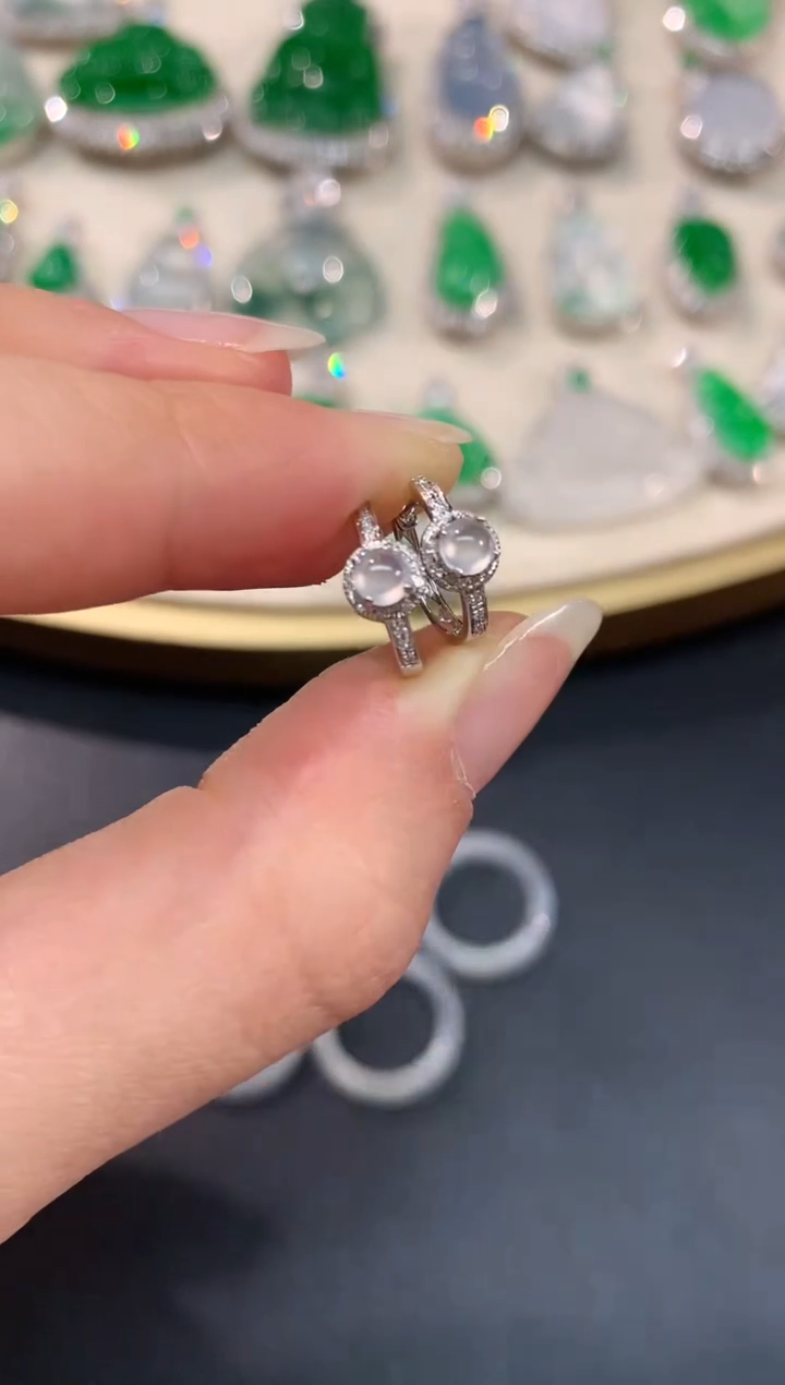 【闪购商品】翡翠耳饰18K金镶嵌耳饰a156|980