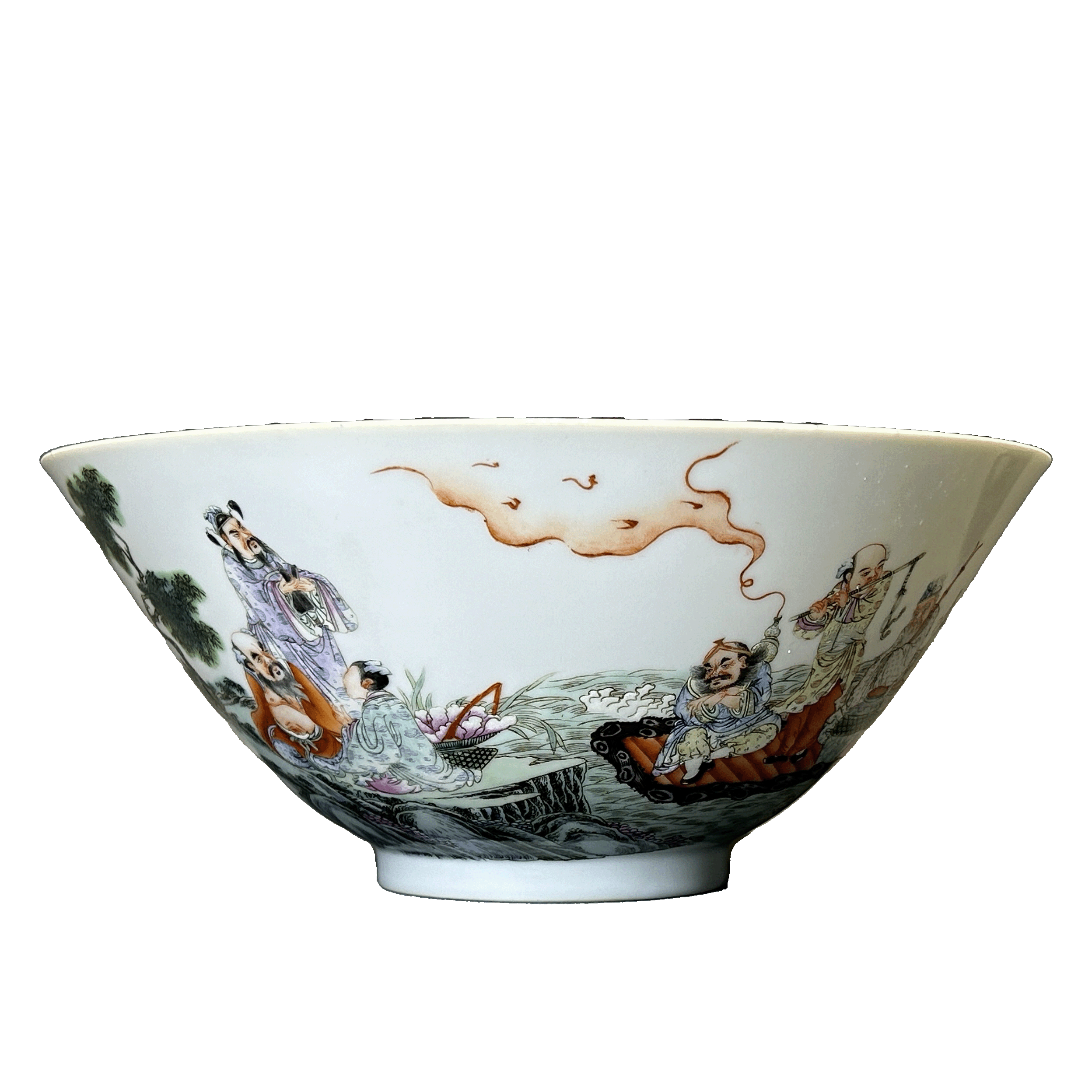 25150389x粉彩八仙人物故事纹碗