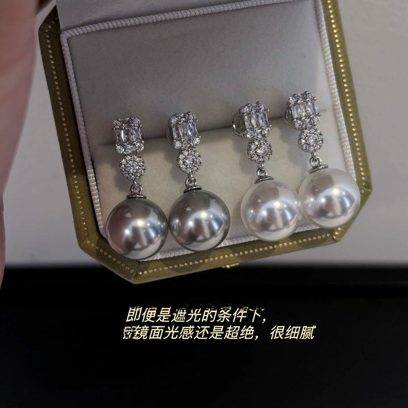 铜合金仿珍珠耳饰 QIAN XI S925银针 气质耳钉高级感百搭法式耳环