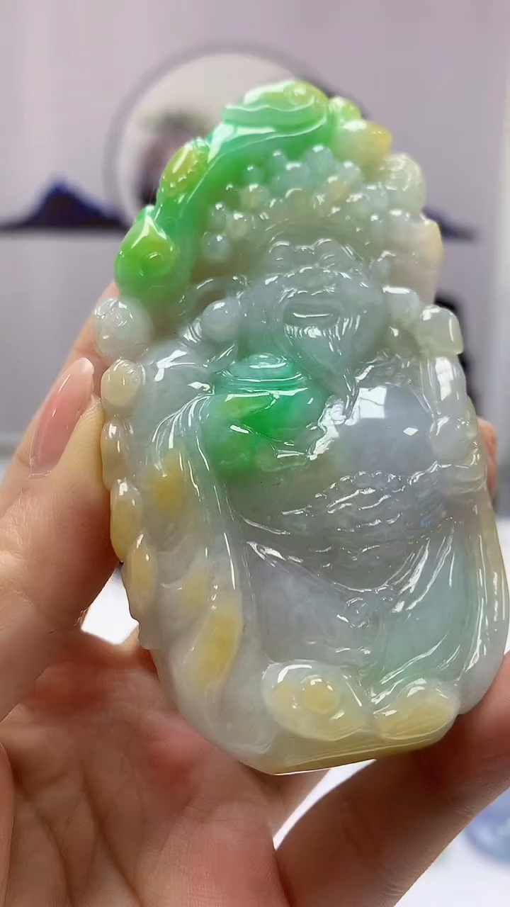 【闪购商品】定制翡翠未镶嵌4969ms-毛货财神136