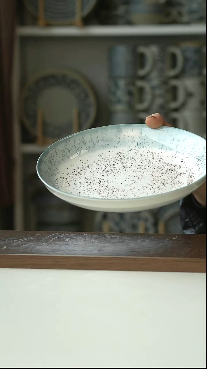 陶出北欧冰川蓝深盘20cm@4-2@微瑕