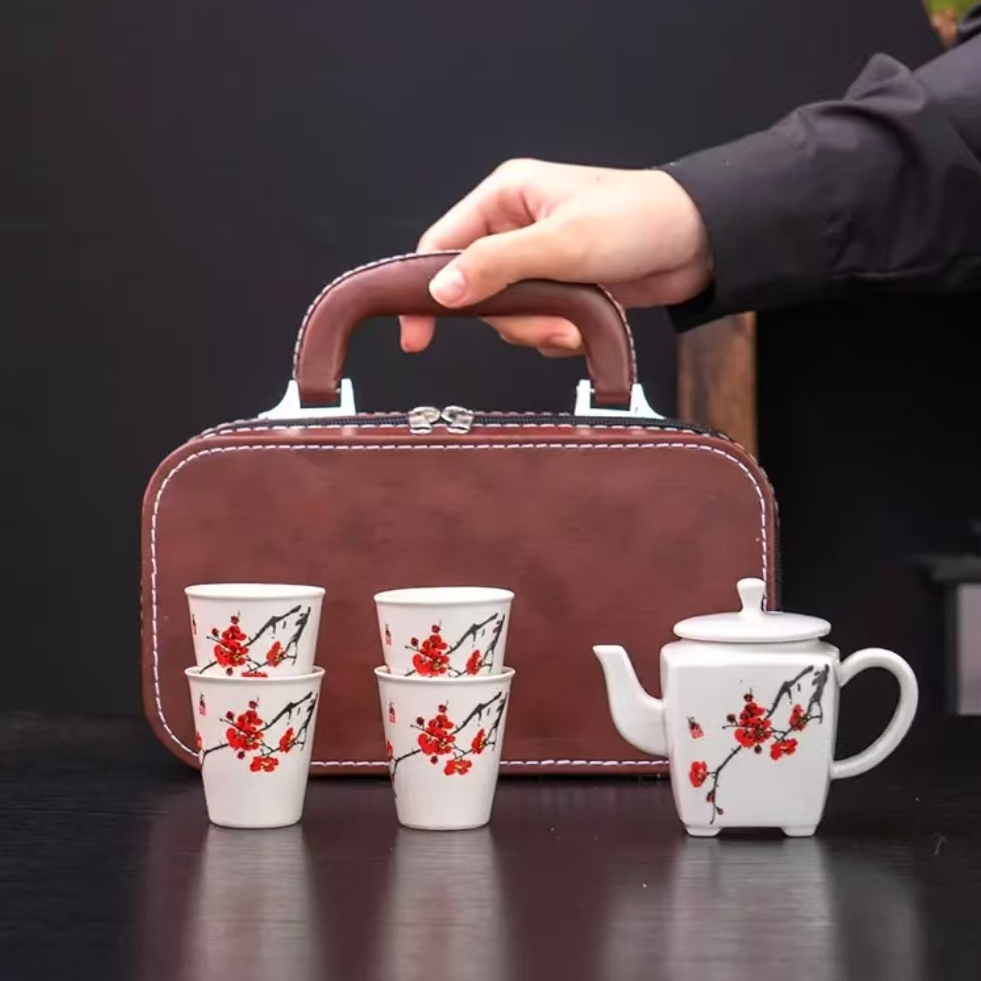 F250-四方梅花一壶四杯旅行套