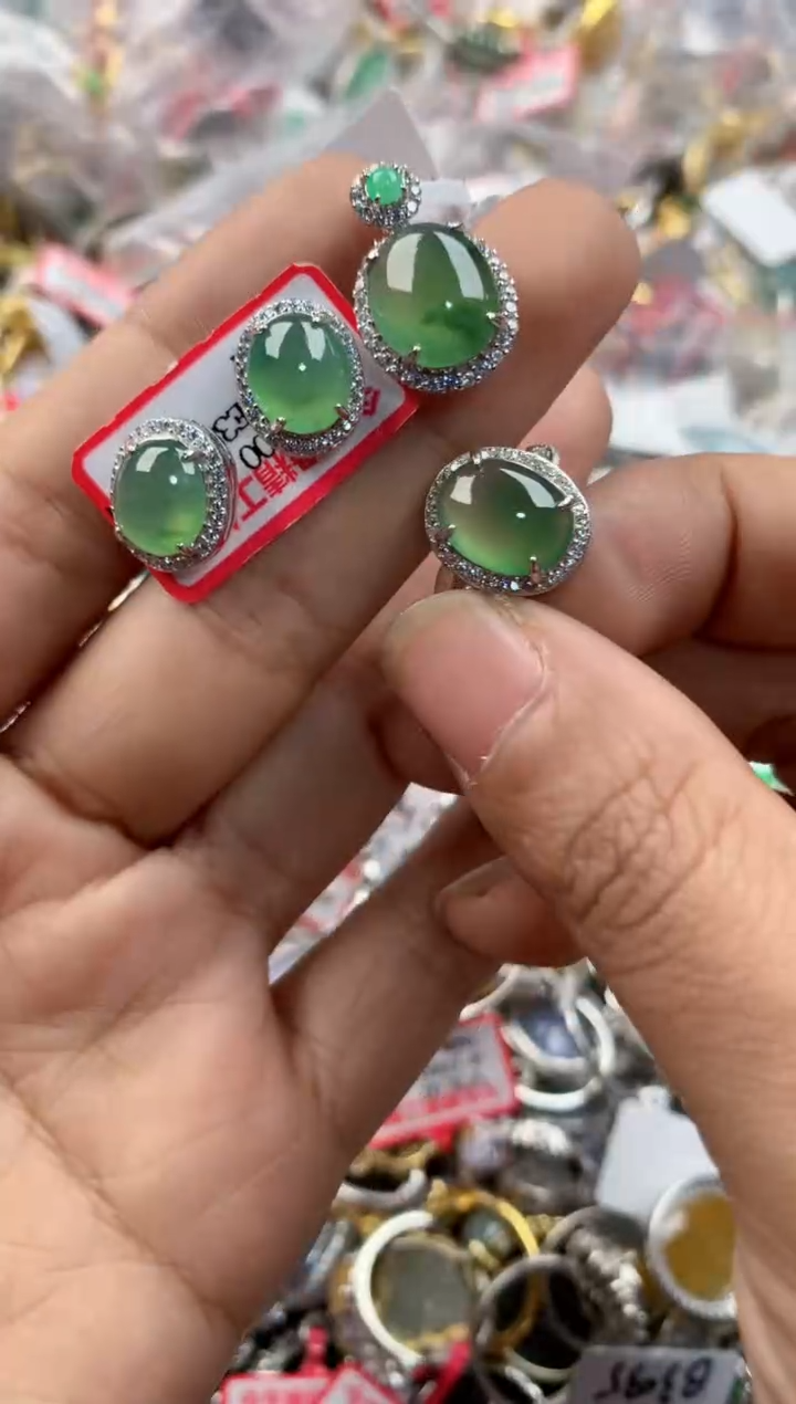 银S925镶嵌戒指翡翠888---6