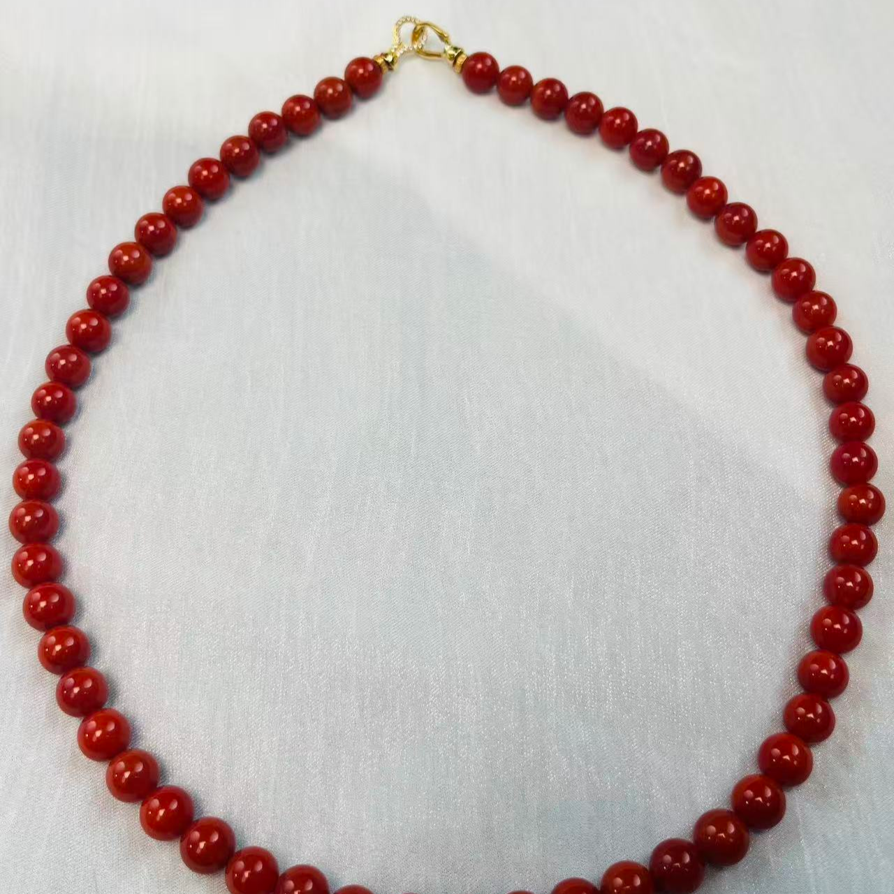 四川天然瓦西料南红圆珠锁骨项链卡8➕