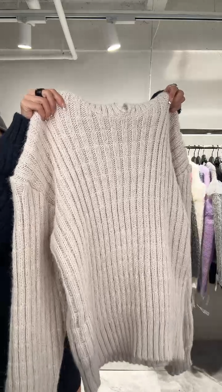 暖*HEB翻领毛衣米色M码 399