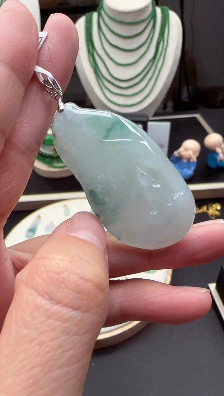 【闪购商品】翡翠吊坠(不含链)银S925镶嵌【海莎一口翠】翡翠挂件1