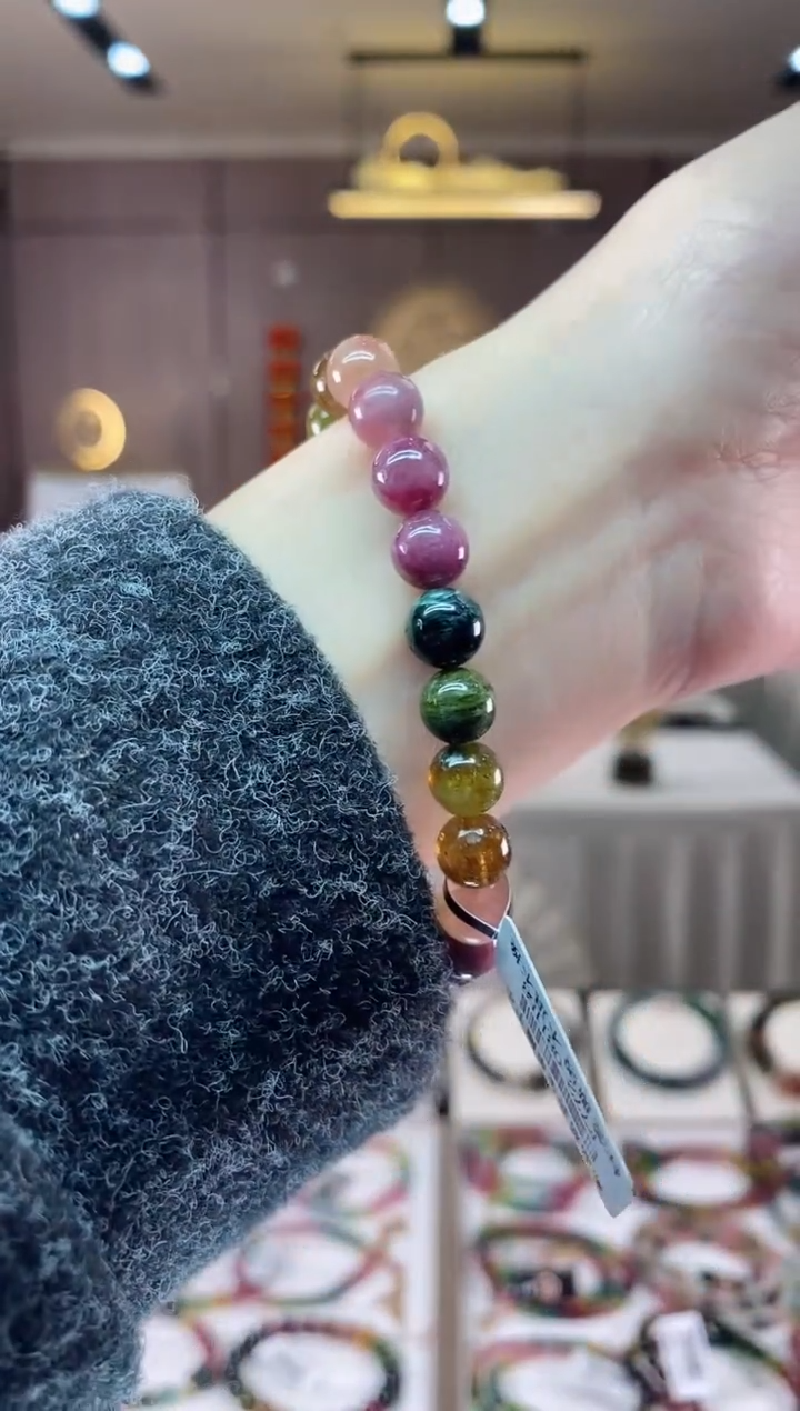 【闪购商品】碧玺单圈手串8mm+未镶嵌一物一证dan