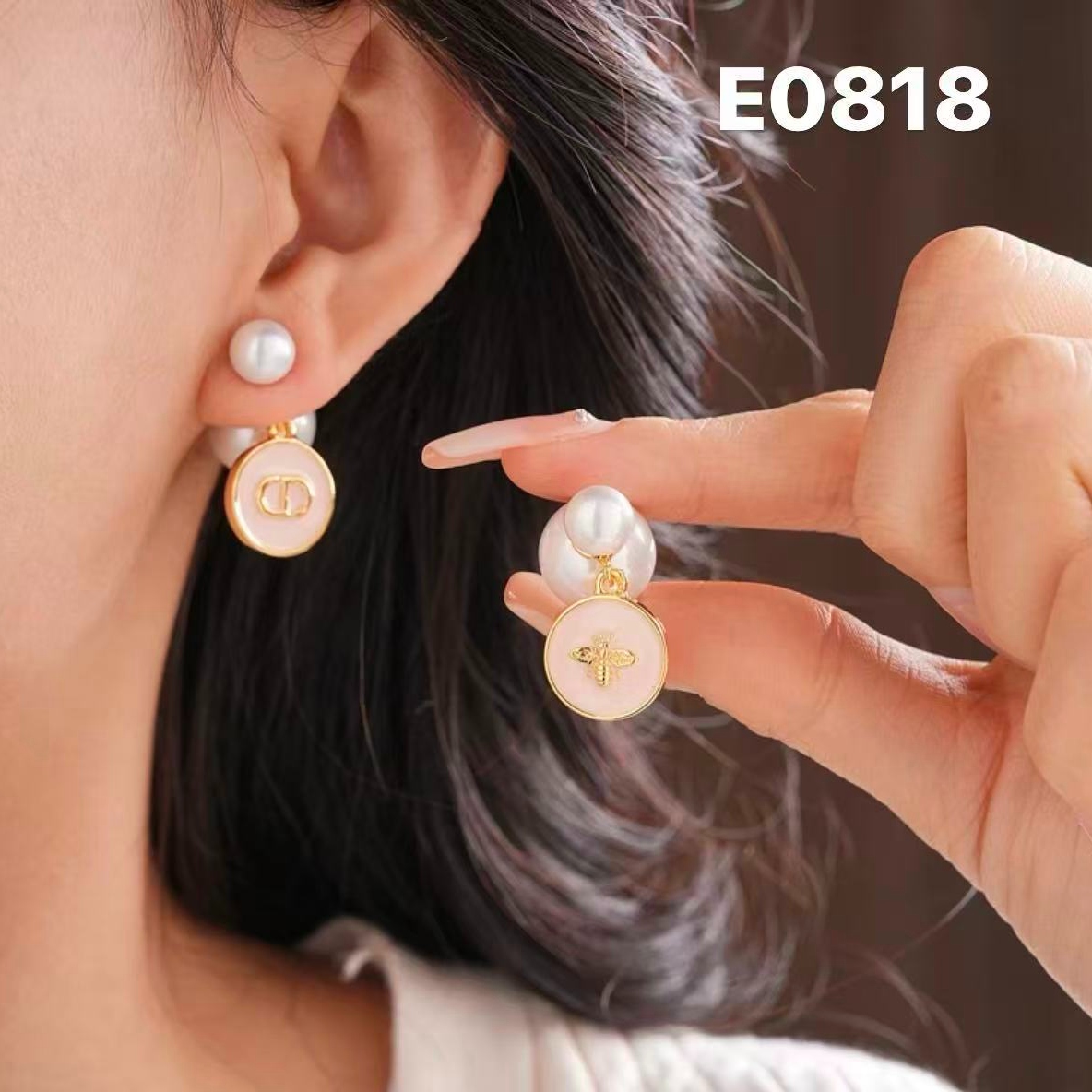 铜合金仿珍珠耳饰 AnnaV 气质CD经典珍珠耳环 E0818