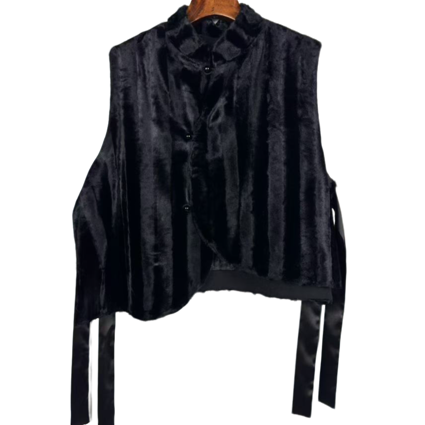 A朱总原创设计L24M- 4C130时尚丝绒马夹