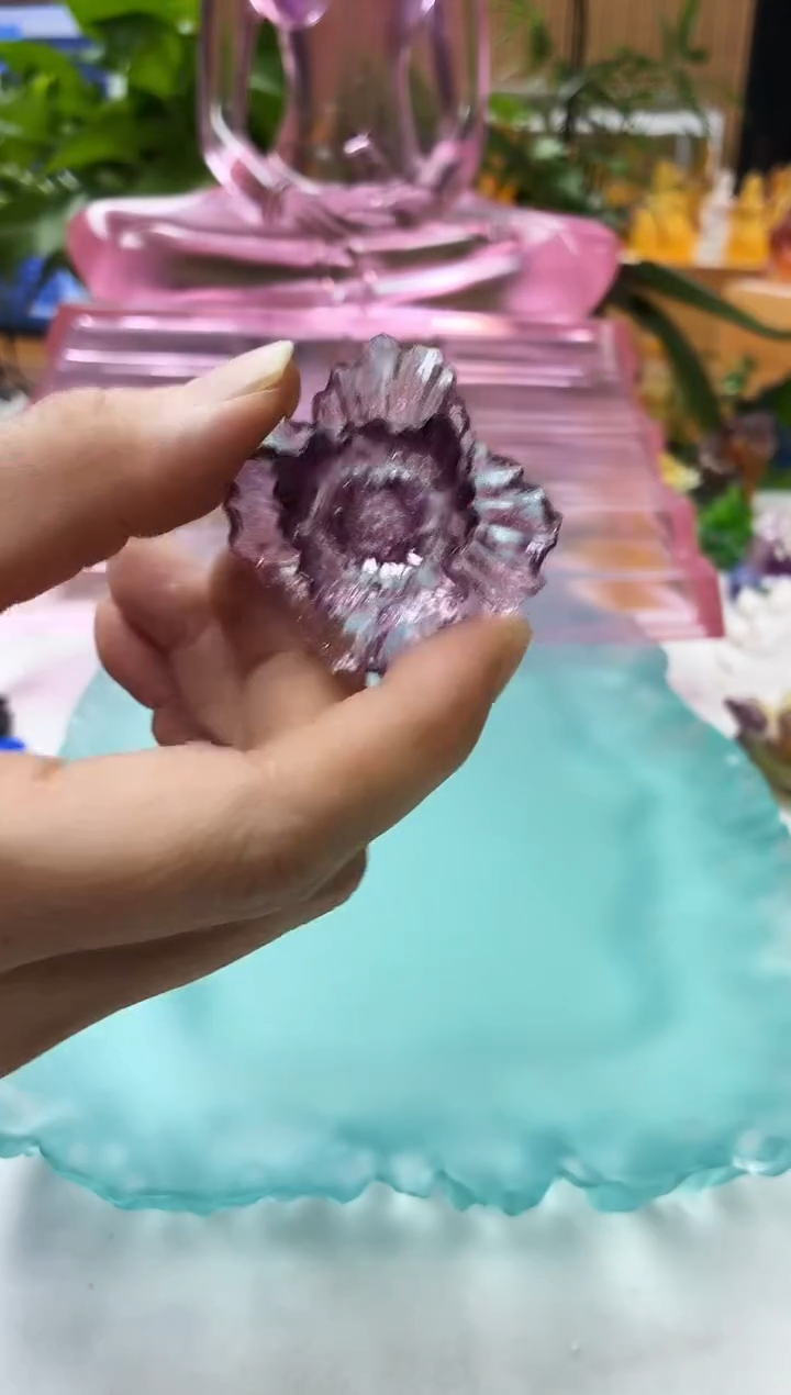 手工艺品琉璃用紫色牡丹花小摆件