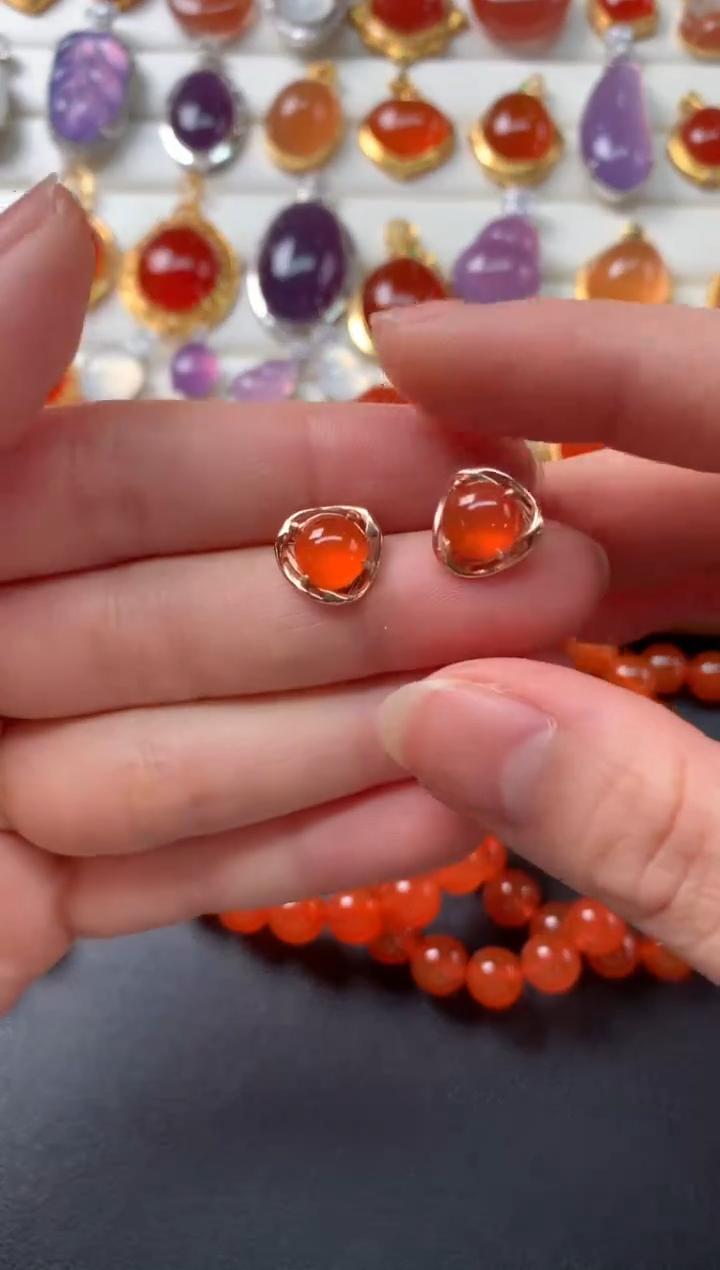 【闪购商品】南红玛瑙耳饰银S925镶嵌Z827|168