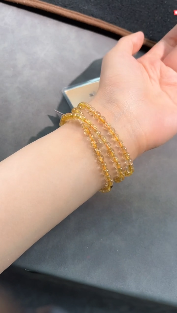 【闪购商品】日光石手链未镶嵌101号金发三圈5mm