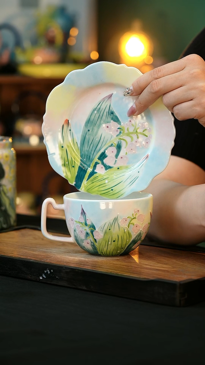 杯手绘心瓷陶瓷浮力