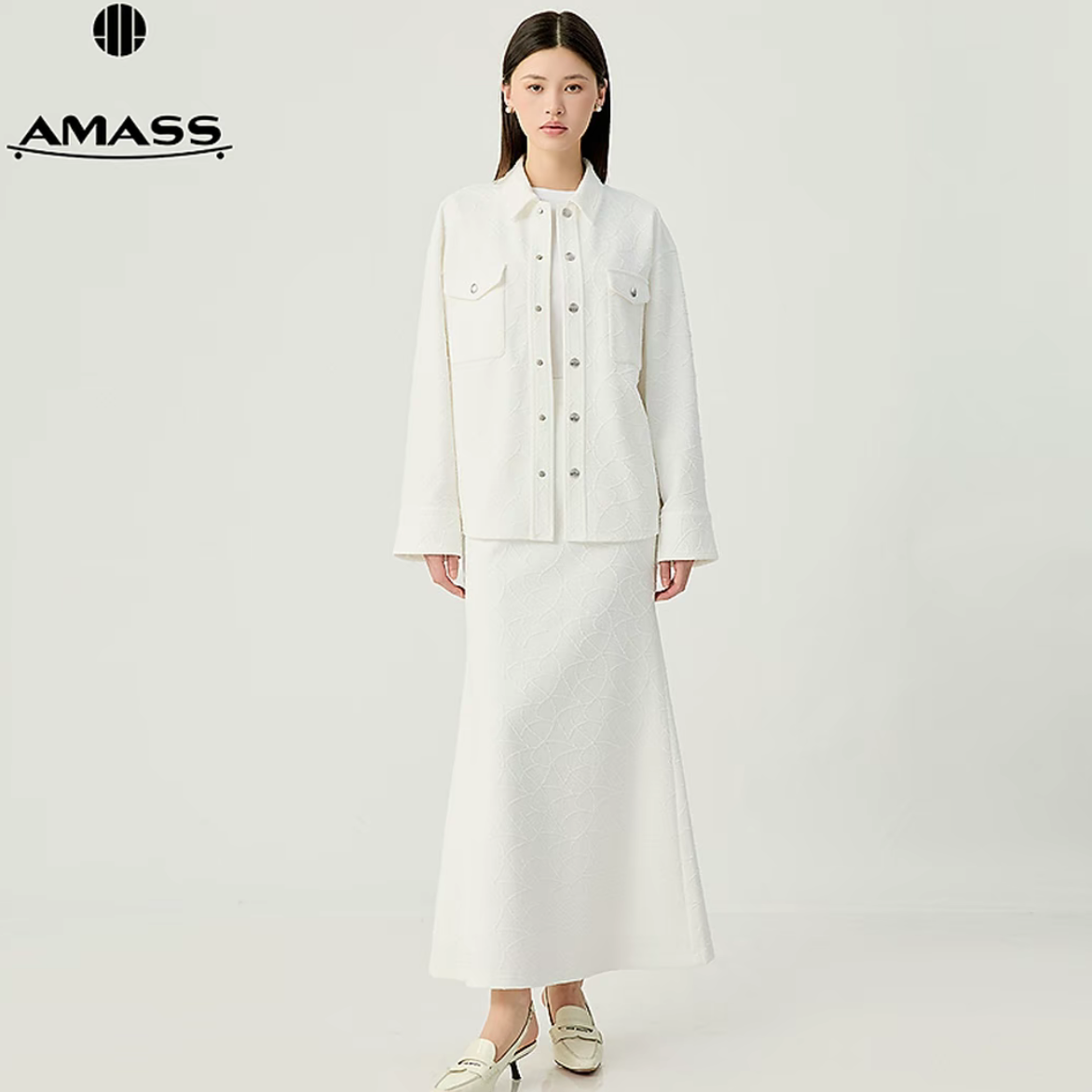 AMASS/阿玛施轻松自在舒适随性优雅肌理感宽松长袖百搭衬衫530019