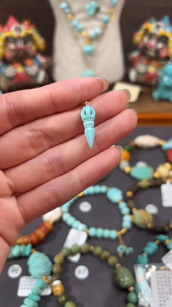 【闪购商品】绿松石提溜18K金镶嵌绿松石提溜