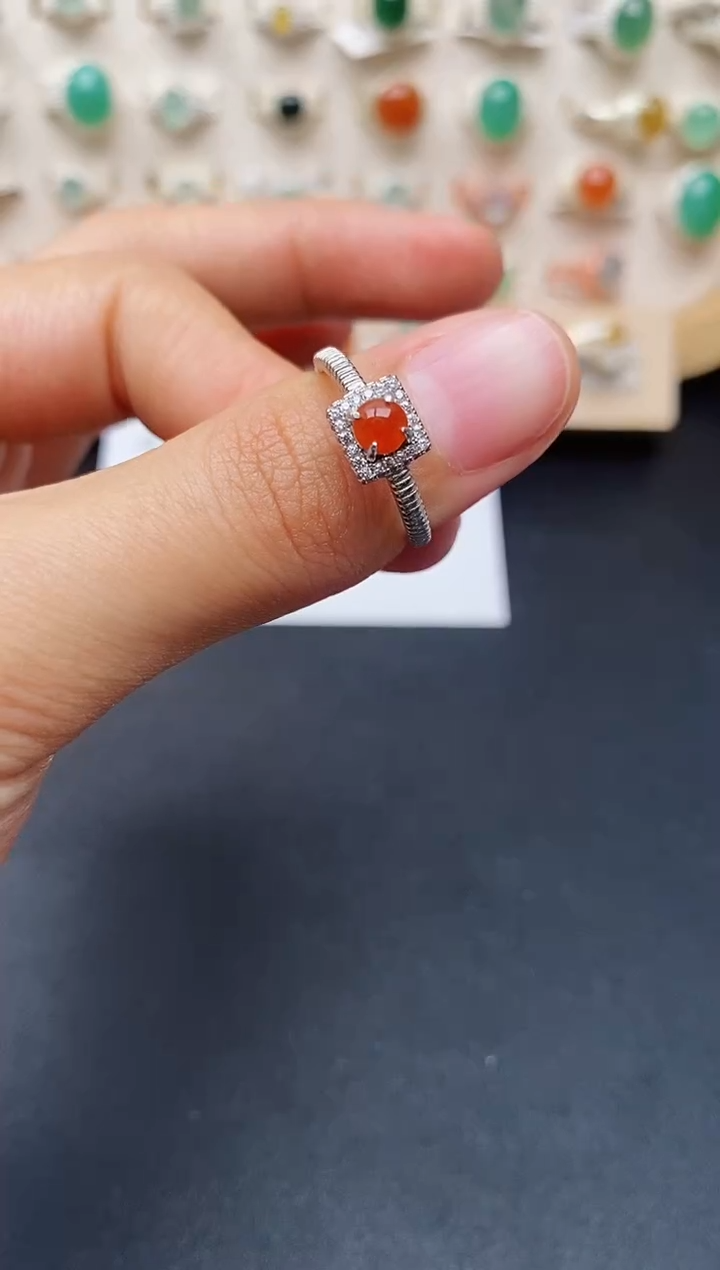 【闪购商品】翡翠戒指银S925镶嵌缅甸翡翠